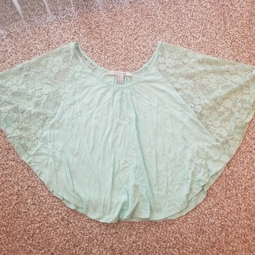 Aqua Blue Cropped Shirt